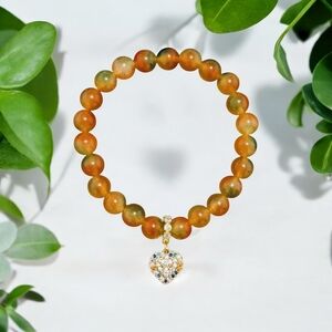 Chalcedony Bracelet With Cubic Zirconia Charm